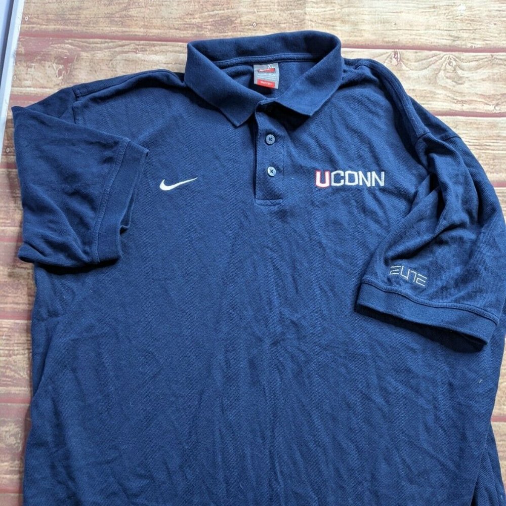 Nike UConn Short Sleeve Blue Polo Vintage XL Fit Dry